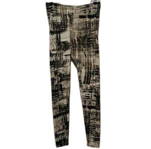 bryn Walker Ankle Leggings Womens L Black Cream Knit Pull On Stretchy Pants